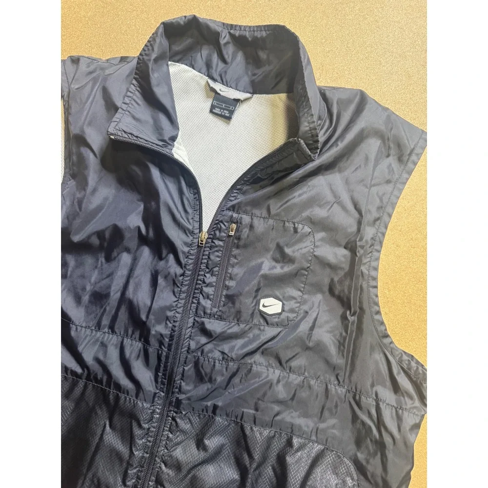 Nike Mens Black Full Zip‎ Windbreaker Vest Mesh Lined Large Y2k vtg